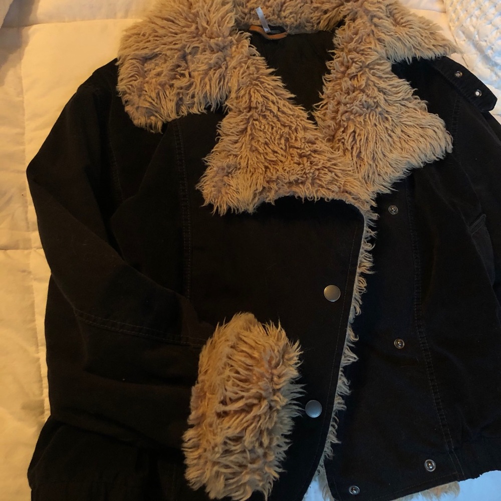 Free people black and teddy coat